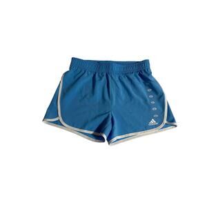 Adidas Girls Running Shorts Sz L Blue/White Athletic Gym Sportswear